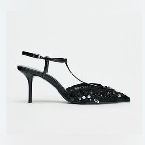 Zara Black Sequin Women's Heels 37 | NEW with tags